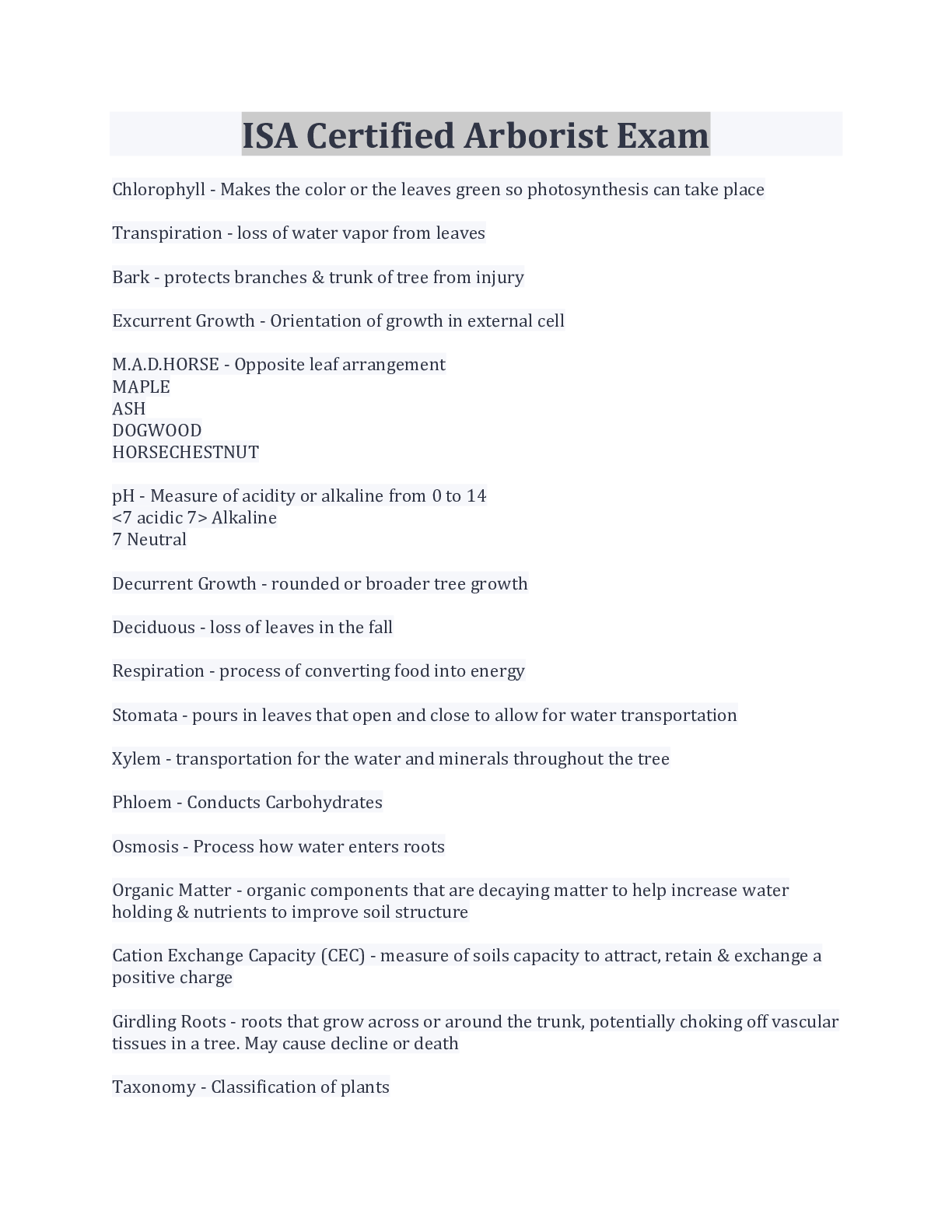 Preview image for ISA Certified Arborist Exam Questions And Answers